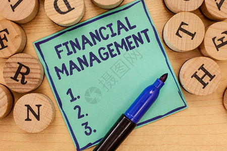 手写文本财务管理概念意味着管理资金和资背景图片