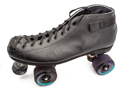 带紫色轮子的黑色靴子溜冰鞋图片