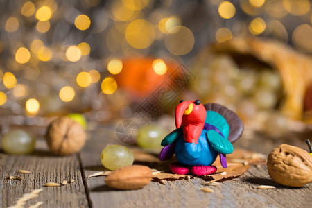 感恩节背景的手工火鸡夜图片