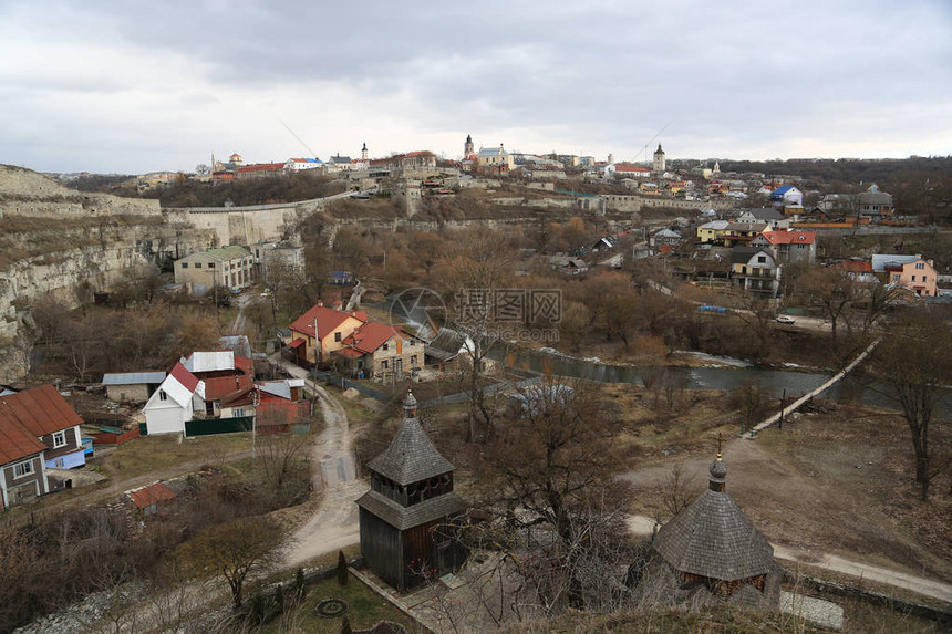 KamianetesPodilskyi市的全景图片
