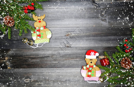 圣诞节背景和装饰旧木板图片