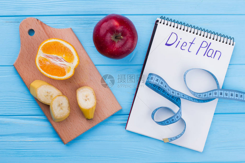 水果和题字饮食计划减肥饮食计划健康饮食和健身通过健康的营养减肥轻图片