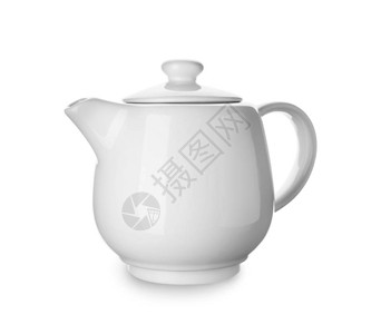 白色背景上的陶瓷茶壶图片