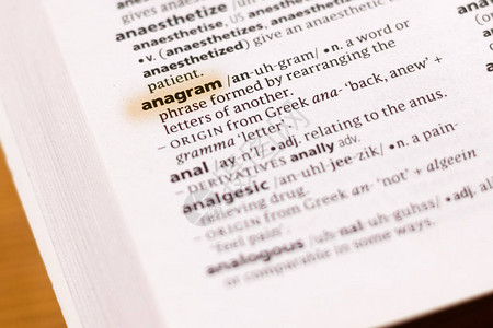 字典中的Anagram一词或组用背景图片