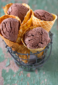 铁篮里的巧克力冰淇淋图片