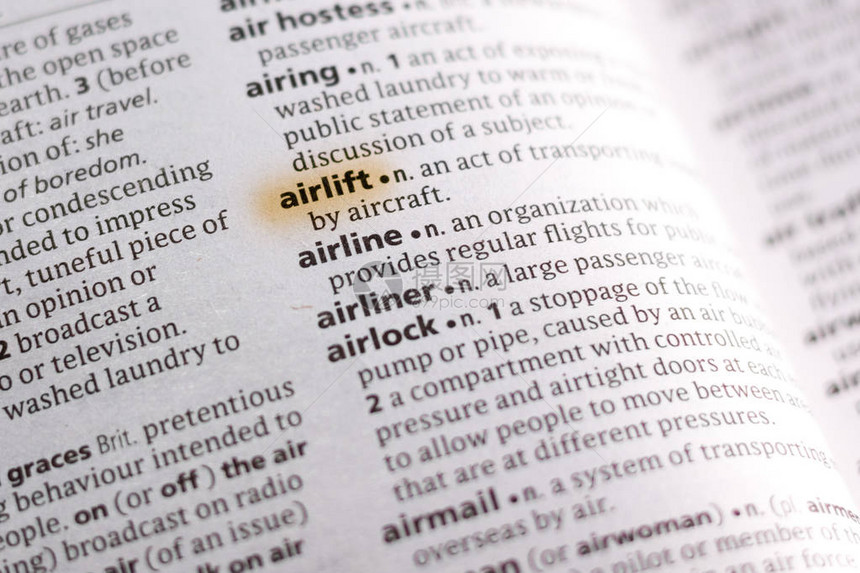 单词或短语Airlift在字典中用图片