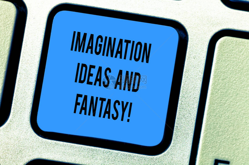 手写文本想象法和幻想概念意义创造力鼓舞人心的创造思维键盘意图创建计算机消图片