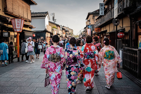 京都日本最著名的艺妓区Gion病背景图片