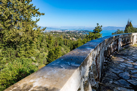 希腊科基拉岛科孚岛阿喀琉斯博物馆露台的风景全图片