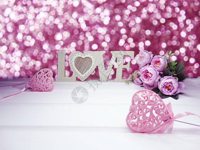 爱情人节有心和玫瑰花背景图片