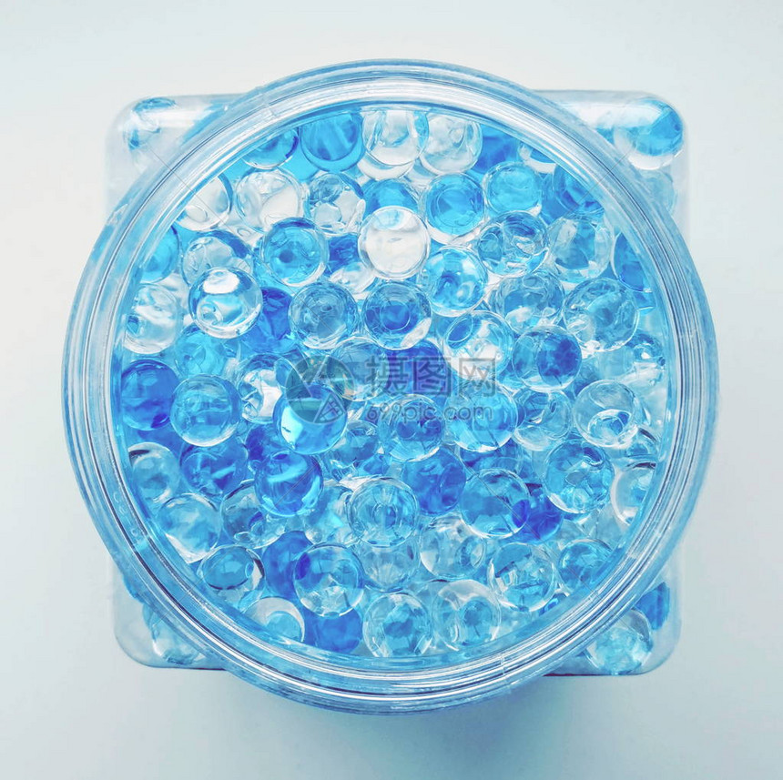 恒星珠半透明白和蓝芳香球新鲜气味珠的图片