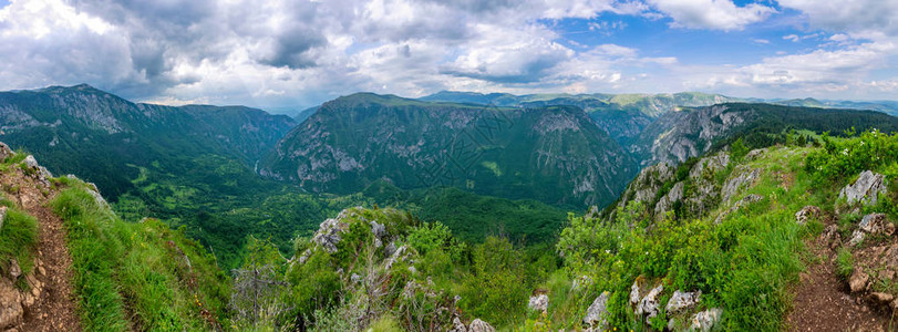 黑山塔拉河峡谷风景如画的全景图片