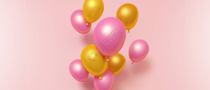 彩色粉和金色多彩气球的图片