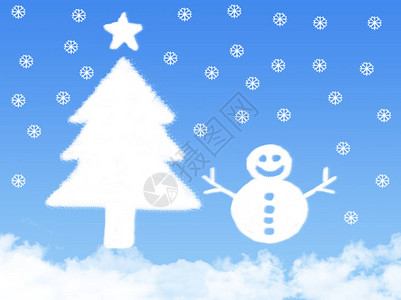 圣诞节概念下的雪人云图片