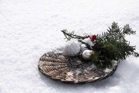户外雪地上的圣诞装饰作文图片