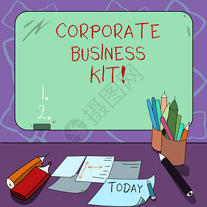 企业宣传册折页整套定制结构粘合剂或企业标志的商业概念安装空白彩色黑板背景
