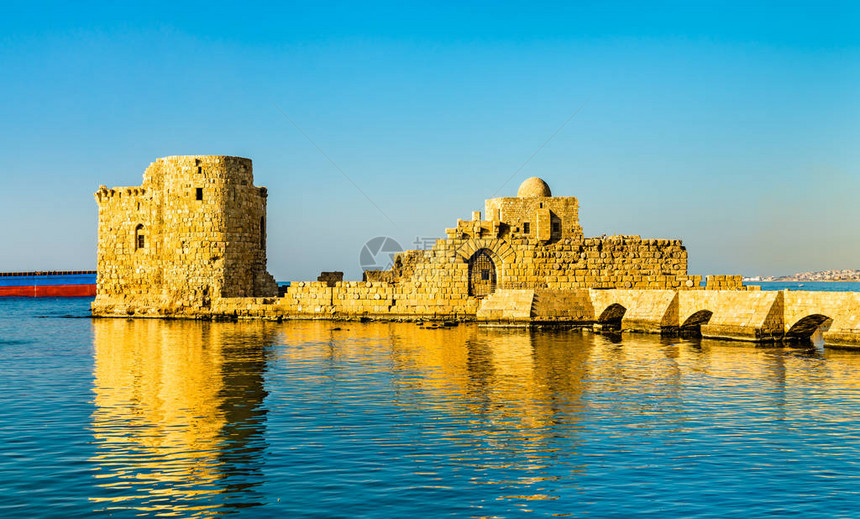 黎巴嫩的西顿海城堡13世纪十字军建图片