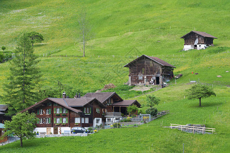 瑞士劳特布龙嫩谷的村庄图片