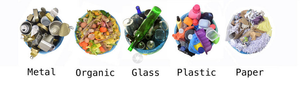 罐堆肥玻璃塑料和图片