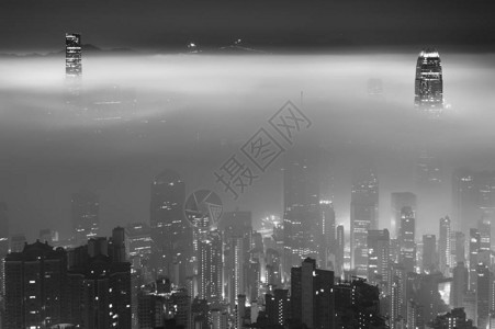 香港维多利亚港朦胧夜景图片