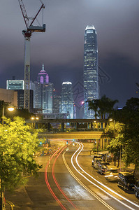 香港城市夜间交通图片