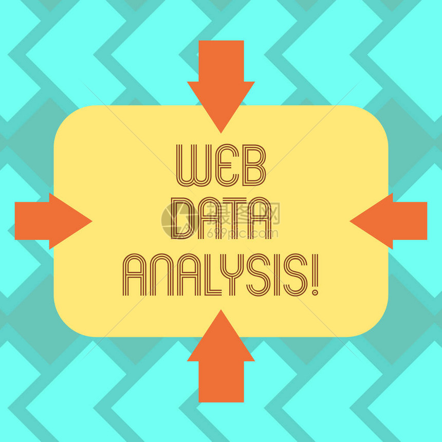 显示Web数据分析的文本符号空白矩形四边形向内照片现场箭头的概念照片测量采图片