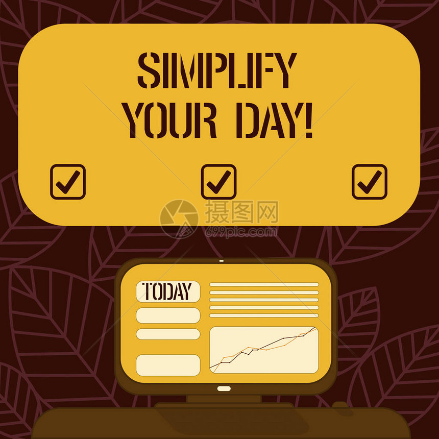 概念手写显示简化您的一天商务照片文本使事情变得简单或减少到基本要素在桌面文本框中带有线图的图片