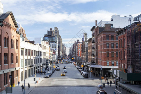 纽约市曼哈顿切尔西街坊高线公园第14街场景的图片