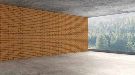 在建新房的内部装修砖墙混凝土地板建筑工程概念背图片