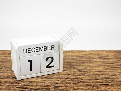 12月12日白方形木日历背景图片