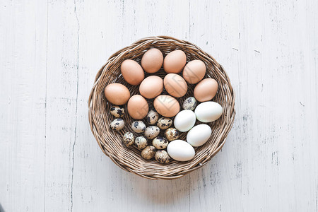 在篮子中的鸡蛋画彩蛋的图片
