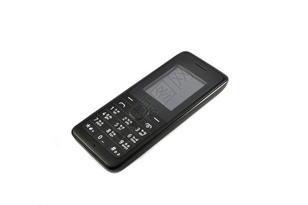 黑色电话白色背景隔离的旧型移动电话图片