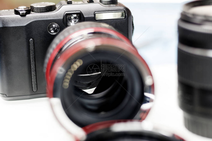 透镜器的宏环增加焦点有相机和镜头图片