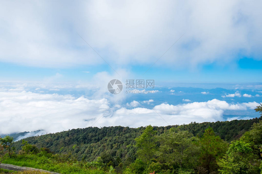 峰顶青山白雾云景观区图片