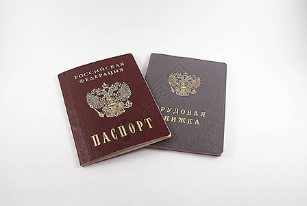 护照和劳工证件彩色背景的工作经验背景图片