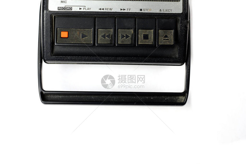 旧式80s型便携式音频磁带录音机无线电台图片