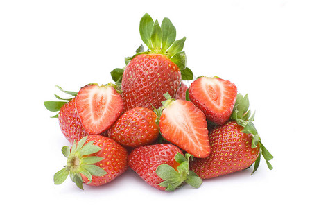 草莓上白色孤立图片