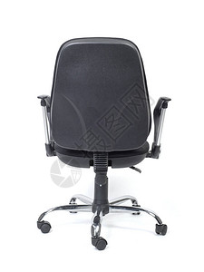 黑色布制办公椅带轮子背景为白色图片