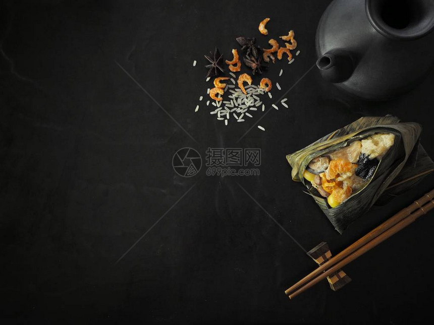 黑底中餐茶壶粽子图片