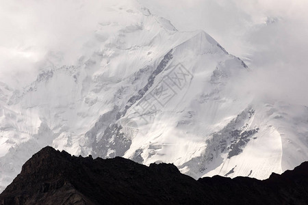 乌云笼罩的Lenin山峰Pamir山脉图片