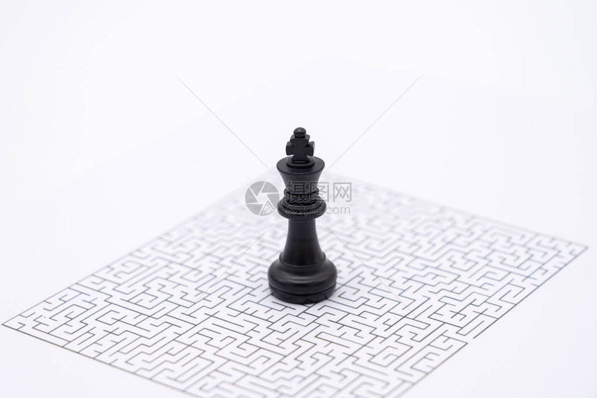 一个国王棋被放置在迷宫的中心经营理念概故障排除分析问题以图片