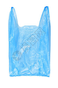 白色背景上孤立的蓝色塑料购物袋或杂货袋图片