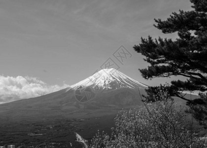 黑白富士山图片