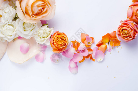 活玫瑰花框美丽的花朵背景假冒图片