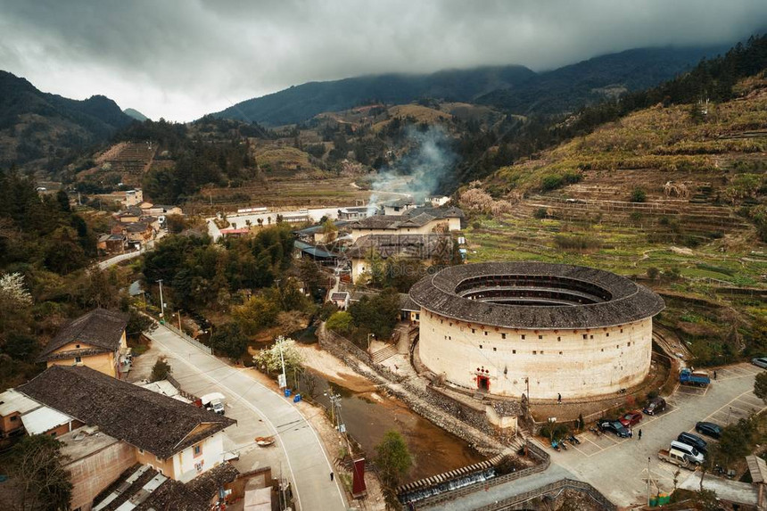 Tulou的空中景象图片