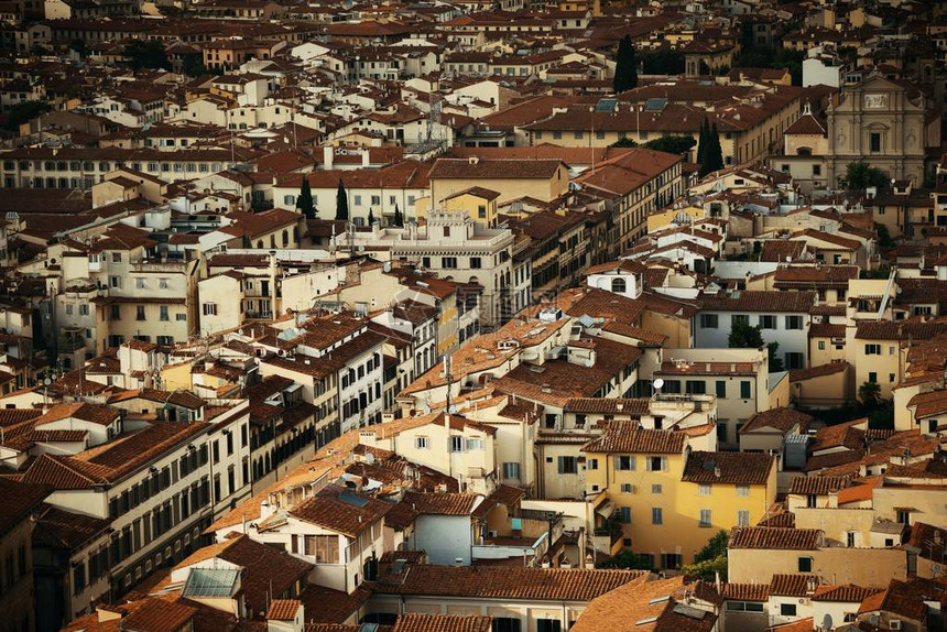 意大利佛罗伦萨老建筑的屋顶图片
