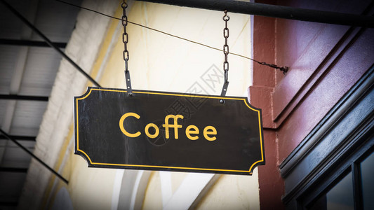 咖啡街牌背景图片