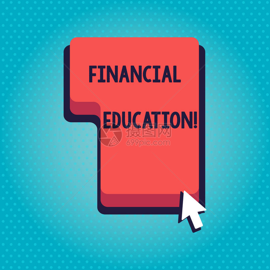 文字写作文本金融教育商业照片展示允许个人使用财务资源做出决定方向按下或单击带有箭头光标的红图片