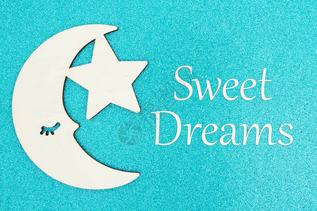 好梦伴你入眠甜美的梦中之音伴着木月和星在绿背景