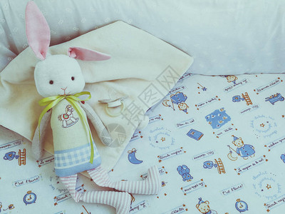婴儿车里的玩具兔子图片